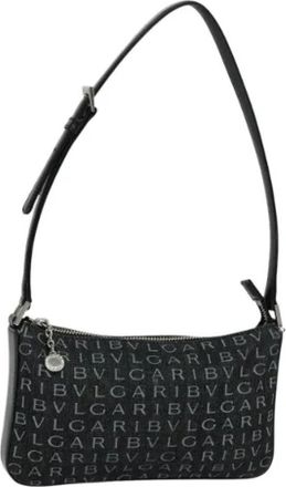 Bulgari Tweedehands Canvas handtassen - Dames - Vintage Schoudertas - Zwart - ONE Size - Leer - Vintage