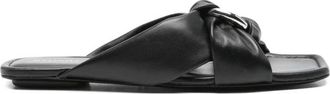Stuart Weitzman Slippers - Dames - Sandalen - Zwart - 38 1/2 EU - Leer - Schoenen