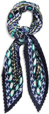 Echo Pleated Dots on Dots Diamond Silk Scarf in Navy at Nordstrom