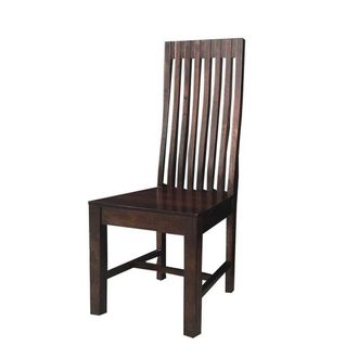 Jaipur Furniture Geneva Long Back Solid Seat Chair (Set of 2) - Mango Wood - Dark Finish in Brown