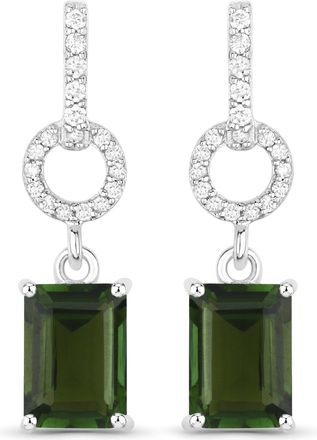 Diana M. Jewels Green Tourmaline Octagon 7x5mm - 2Pcs + White Diamond F/C Round 1mm( I1-I2/I color ) - 10Pcs + White Diamond F/C Round 0.80mm( I1-I2/I color ) - 26Pcs