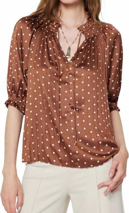Current Air All Over Polka Dot Blouse In Brown