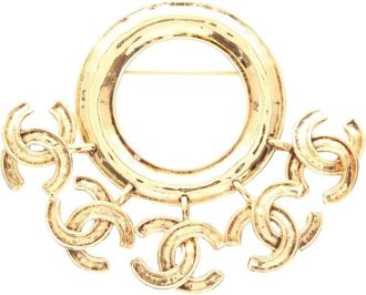 Chanel Pre-owned Vintage Goudkleurige CC Logo Broche - Dames - Vintage Sieraden - Geel - ONE Size - Vintage