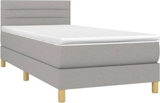 vidaXL Vidaxl - Cama Box Spring Con Colch&oacute;n Tela Y Led Gris Claro 100x200 Cm