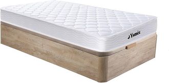 Vente-Unique Conjunto somier arc&oacute;n natural claro + colch&oacute;n de muelles y viscoel&aacute;stica esp.15cm - WOLKENLOS de YSM&Eacute;E