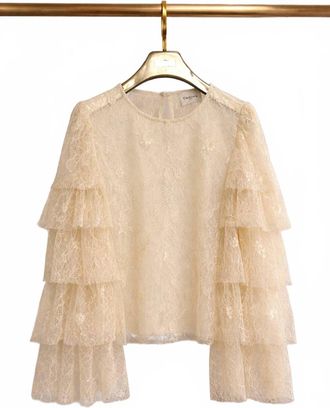 Choklate Paris Womens Lace Layering Blouse In Ivory