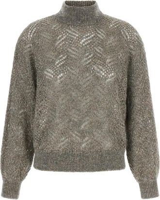 Brunello Cucinelli Truien - Dames - Coltruien - Grijs - L - Truien & Vesten