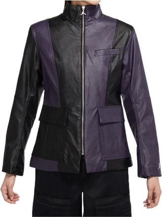 Nike Jordan (WMNS) Air Jordan Splicing Multiple Pockets Zipper Long Sleeves Jacket Black Purple DJ2717-010