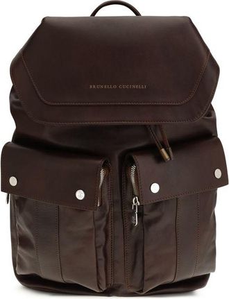 Brunello Cucinelli Brown Calf Leather Bos Taurus Mens Backpack