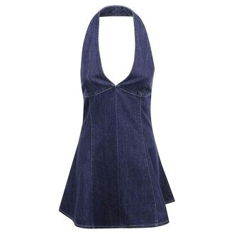 MC2 Saint Barth Dark Blue Denim Mini Dress with Halter Neckline
