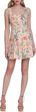 Avec Les Filles Fit & Flare Pleated Minidress in Soleil Palm at Nordstrom, Size 12