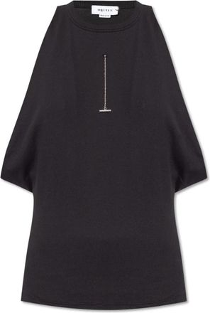 Alexander McQueen Top met ronde halslijn - Dames - Tops zonder mouwen - Zwart - XS - Katoen - Tops