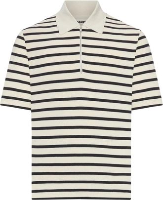 Jil Sander Gestreept poloshirt met rits - Heren - Polos - Beige - M - Katoen - Tops