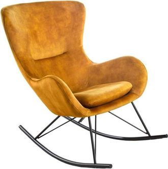 Global Interiors Schaukelstuhl Luxury Swing mit Samtbezug - Senfgelb/Schwarz