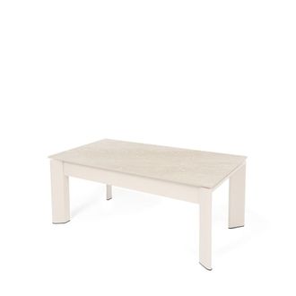Koketto Home Mesa elevable tapa porcel&aacute;nica beige y patas metal beige