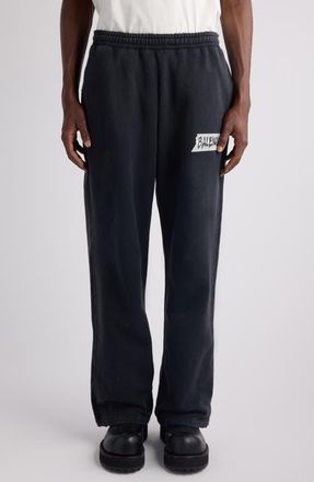 Balenciaga Masking Tape Logo Heavy Fleece Sweatpants in 1041 Faded Washed Black at Nordstrom, Size Medium