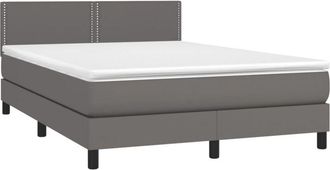vidaXL Vidaxl - Cama Box Spring Con Colch&oacute;n Cuero Sint&eacute;tico Gris 140x200 Cm