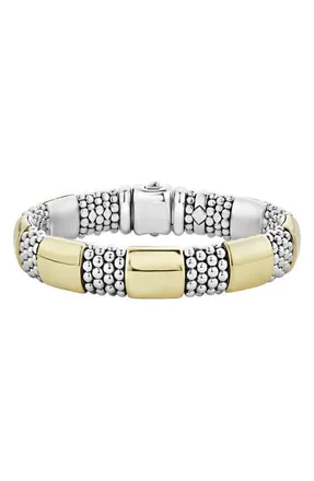 Lagos Caviar High Bar Rope Bracelet in Silver/gold at Nordstrom, Size 7.5