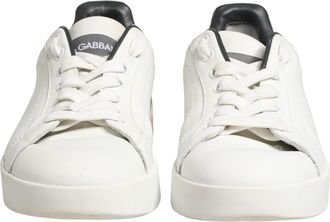 Dolce & Gabbana White Black Portofino Leather Sneakers Womens Shoes (Pre-Owned)
