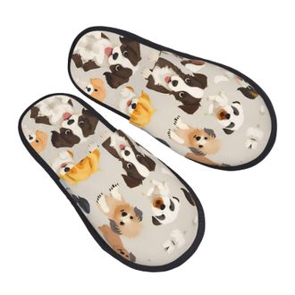 Generic Dog Breed Women Men Sliders Non-Slip Slippers Fuzzy House Slippers For Bedroom Winter Outdoor M