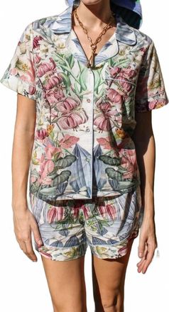 Carolina K Womens Flower Short Pajama Set In Blue