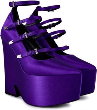 Versace Purple Tempest Platform Heels Size 37.5