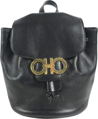 Ferragamo Black Leather Backpack (Pre-Owned)