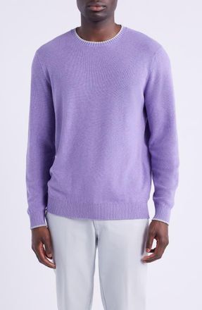 Johnnie-O Hatched Cotton & Silk Blend Crewneck Sweater in Galaxy at Nordstrom, Size Xx-Large