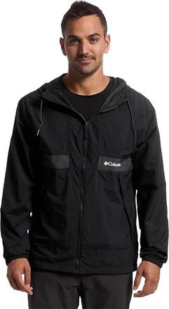 Columbia Spire Valley Hooded Windbreaker Mens Coat Black/Shark : 2XL, Nylon