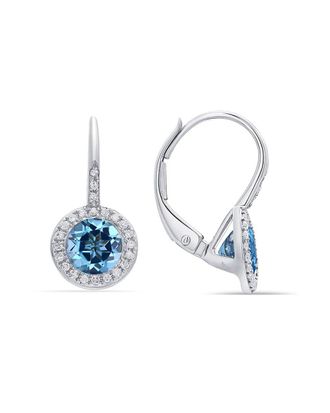 Diana M. Jewels Fine Jewelry 14K 1.56 Ct. Tw. Diamond & Blue Topaz Halo Earrings