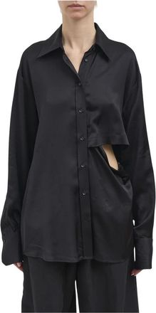 Andrea Ya'aqov Camicia Over in Viscosa - Dames - Overhemden - Zwart - S - Overhemden