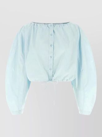 Rotate long sleeve crop top elastic hem tie