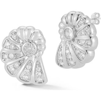 Glaze Jewelry Cubic Zirconia Shell Stud Earrings in Silver at Nordstrom Rack