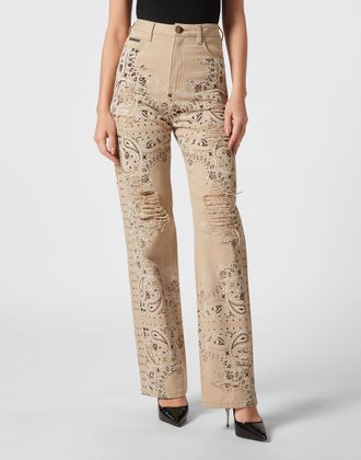 Philipp Plein Jeans Met Wijde Pijpen Paisley