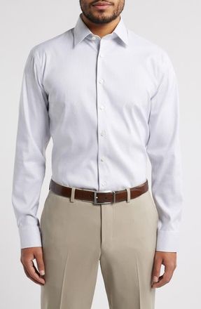 Nordstrom Trim Fit Check Premium Performance Dress Shirt in Purple Ghost Grid at Nordstrom, Size 17.5 - 36