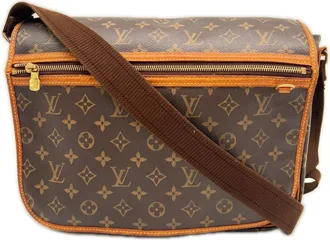 Louis Vuitton Monogram Beige Brown Coated Canvas Leather Shoulder Bag (Pre-Owned)
