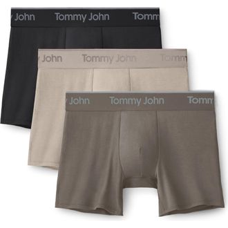 Tommy John Assorted 3-Pack Second Skin 4-Inch Stretch Modal Boxer Briefs in Black/cement/falcon at Nordstrom, Size Xx-Large