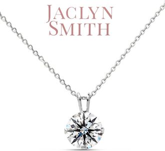 Jaclyn Smith 1/4 Carat Moissanite Solitaire Necklace In Yellow Gold With Free Chain