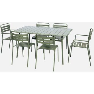 Sweeek Tavolo da giardino pieghevole in metallo, 2 poltrone e 4 sedie