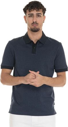 HUGO BOSS Tops, Heren, Blauw, 2Xl, Katoen, Polo shirt met korte mouwen en tegelprint