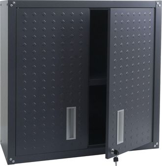 Hhg [nunca Usado] Armario Colgante Hhg-141, Armario De Pared, Armario Para Almacenamiento, Librer&iacute;a, Con Cerradura, Acero, 77 X 77 X 31 Cm, Gris Oscuro