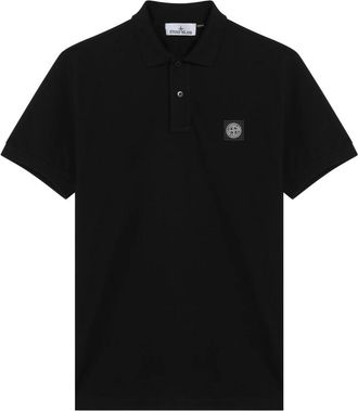 Stone Island Polo Shirt met Korte Mouwen - Heren - Polos - Zwart - M - Katoen - Tops
