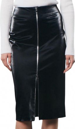 Enza Costa Womens Satin Finish Leather Skirt In Black