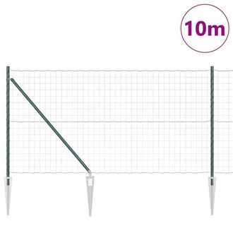Berkfield Home Green Euro Fence with 7 Spike Posts 1x10 m Galvanised Steel Green