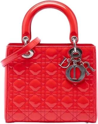 Dior Pre-owned Lady Dior Handbag - Dames - Vintage Handtas - Rood - ONE Size - Leer - Vintage