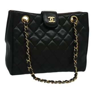 Chanel Pre-owned Leather chanel-bags - Dames - Pre-owned - Zwart - Maat: ONE Size Leer