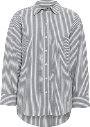 Part Two Gestreepte shirt na middernachtstijl - Dames - Overhemden - Grijs - L - Katoen - Overhemden