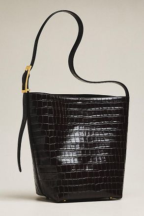 Anine Bing Elly Leather Embossed Bucket Bag