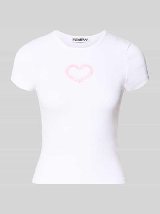 Review T-Shirt mit Rundhalsausschnitt Modell PREPPY HEART in Weiss, Gr&ouml;&szlig;e XL