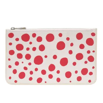Louis Vuitton Red Color White Leather Pouch (Pre-Owned)